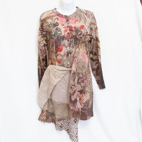 Vgt Ania A Art To Wear Western Steampunk Boho Painting Mesh Asymmetrical Dress S - Picture 4 of 12